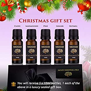 Aceites esenciales naturales Pure Christmas Escent aceite esencial caja de regalo 2 con cinta clavo sandalo pino jengibre nuez moscada