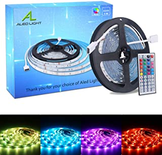 ALED LIGHT Tiras LED 5050 RGB 5m de Longitud 150 LED Multicolor Control Remoto de 44 Botones y Fuente de Alimentacion
