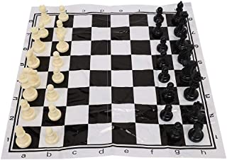 Alomejor Juego de ajedrez Juego de ajedrez Internacional de plastico portatil con ajedrez Medieval en Blanco y Negro
