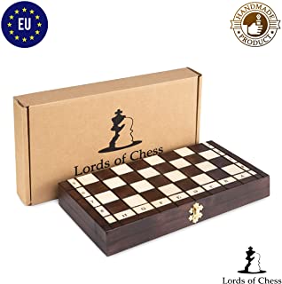 Amazinggirl ajedrez de Madera Damas - Conjunto Tablero ajedrez para ninos Adultos Chess Juego Plegable portatil 26 cm