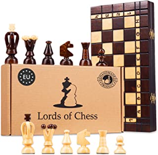 Amazinggirl ajedrez de Madera Damas - Conjunto Tablero ajedrez para ninos Adultos Chess Juego Plegable portatil 35 cm