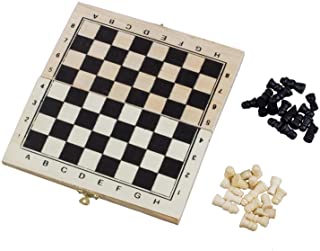 Andifany Tablero de ajedrez de Madera Plegable con Cerradura y bisagras - Piezas de ajedrez Marfil y Negro