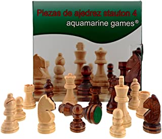 Aquamarine Games- Piezas DE AJEDREZ STAUTON 4- Color Beige y Marron Oscuro- Miscelanea (CP029A)