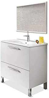 ARKITMOBEL 305412BO - Mueble de bano Urban- modulo de Lavabo con Espejo Color Blanco Brillo- Medidas: 80 x 80 x 45 cm de Fondo
