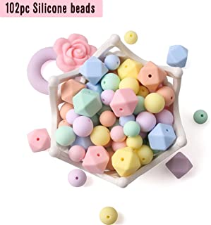 baby tete Cuentas de Silicona para Bebe Collares de Denticion 102pcs Perla Suelta para Mordedores Sensoriales Serie Candy