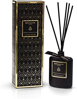 Bahoma Obsidian Black Collection - Difusor de Varillas perfumado (100 ml)- Color Vainilla y azafran Noir 418-BLK-O-410-P