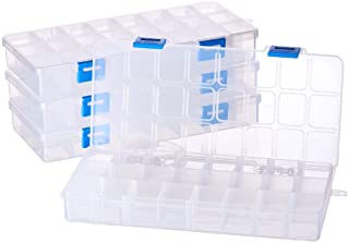Benecreat -Pack de 4 Organizadores de joyas con separadores- contenedor para guardar cuentas de plastico transparente y ajustable.
