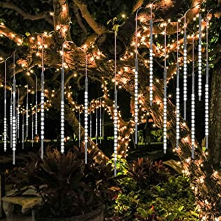 BlueFire Mejorada Meteoros Lluvia Luces- Impermeabilizan 50cm 10 Tubos 540 LED de Luces Led Con Enchufe de la EU para Festival de Decoracion del arbol de Jardin de Navidad (Blanco)