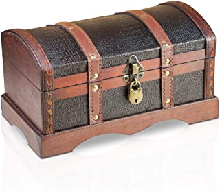 Brynnberg Caja de Madera - Croco 30x17x16cm - Cofre del Tesoro Pirata de Estilo Vintage - Hecha a Mano - Diseno Retro - joyero - con candado