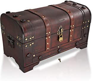 Brynnberg Caja de Madera 40x20x22cm - Cofre del Tesoro Pirata de Estilo Vintage - Hecha a Mano - Diseno Retro - joyero - con candado