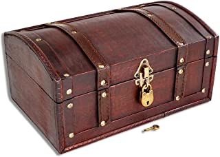 Brynnberg Caja de Madera Flanders 30x20x15cm - Cofre del Tesoro Pirata de Estilo Vintage - Hecha a Mano - Diseno Retro - joyero - con candado