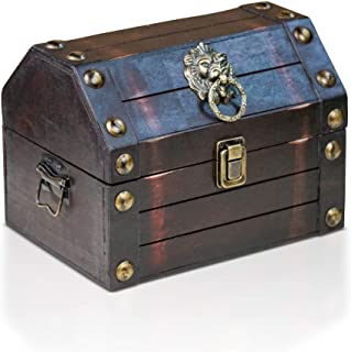 Brynnberg Caja de Madera Lionshead S 22x16x16cm - Cofre del Tesoro Pirata de Estilo Vintage - Hecha a Mano - Diseno Retro - joyero