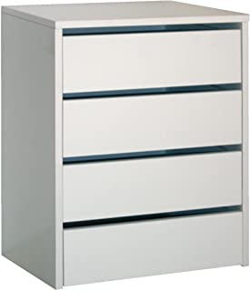 Cajonera de armario color blanco brillo- 4 cajones- mueble auxiliar para almacenamiento extra. 61cm altura x 46cm ancho x 45cm fondo