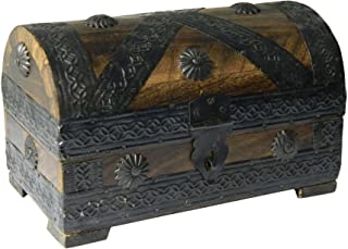 Cofre del tesoro caja de madera cofre pirata aspecto antiguo almacenamiento 21x12x12-5cm