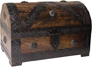 Cofre del tesoro caja de madera cofre pirata aspecto antiguo almacenamiento 24x15-5x16cm