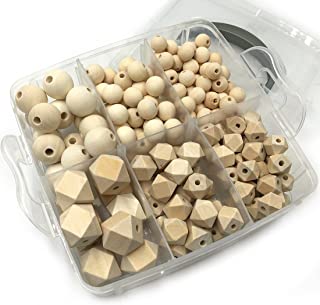 Coskiss DIY Combinacion de Joyeria de Enfermeria Combinacion Natural Natural Round Geometria Hexagono Madera Beads Bebe Teether Juguetes Set (A111)