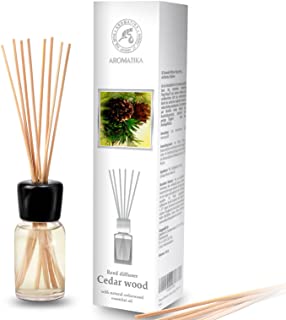 Difusor de Cedro con Aceite Natural 100ml - con 8 Palitos de Bambu - Aroma Suculento & Duraderas - 0- Alcohol - Aromatizar el Aire Interno para Cuartos - Boutiques - Restaurantes - Aromaterapia