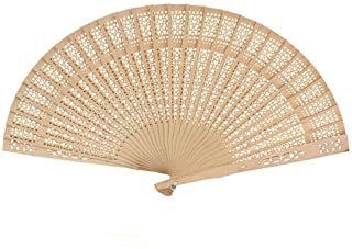 DUOER home Abanicos de Mano Fan de bambu del Bolsillo del bambu de la Mano de la Flor de Madera Original China de la Fan para la decoracion casera Abanico Plegable (Color : Natural)