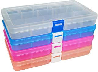 DUOFIRE Ajustable Caja de Almacenamiento de Plastico Joyeria Organizador Contenedor de Herramientas (15 Compartimientos x 4- 4 Colores)