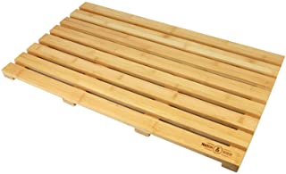 Estera de bano de tablero de pato de bambu - Bad Board Runner antideslizante - Marco de rejilla de madera natural - M&W