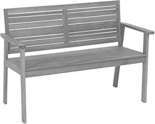 greemotion Silla -MAUI- con respaldo y asiento comodo para jardin- terraza- balcon y patio- Madera de acacia FSC 100 - 58-83-56 cm- gris