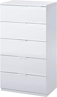 Habitdesign 007845A Comoda 5 cajones- chifonier Modelo Alaya- Acabado en Color Blanco Artik- 60 cm (Ancho) x 110 cm (Alto) x 40 cm (Fondo)