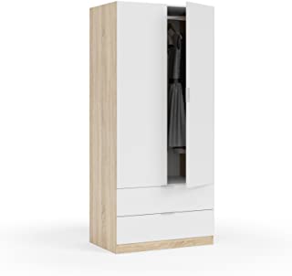 Habitdesign LC1222F - Armario Dos Puertas- Acabado en Color Roble Canadian y Blanco Artik- Medidas: 180 x 81 x 52 cm de Fondo