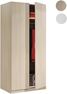 Habitdesign LCX022R - Armario Dos Puertas- Color Roble- Medidas: 81 cm (Largo) x 180 cm (Alto) x 52 cm (Fondo)