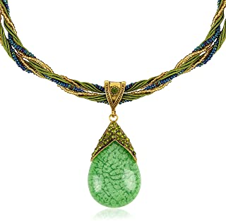 Hecho a mano retro antiguo sueno Tear Drop Necklace - Vintage Bisuteria disponible en tres colores - verde - crema y turquesa - regalo perfecto