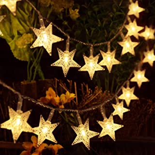 HOMVAN Luces de Estrellas 50 LED Estrellas 7.5M Baterias Powered Decorativo Blancas de Luz Calida Luces para la Navidad- Fiesta- Jardines- Casas- Boda
