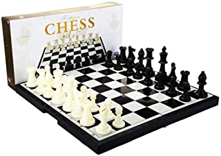 InChengGouFouX Juego de ajedrez de Madera Ajedrez Ajedrez Blanco Negro Juguete de plastico con Tablero de ajedrez magnetico portatil Plegable para ninos Adultos (Color : Black- Size : 37x37x4cm)