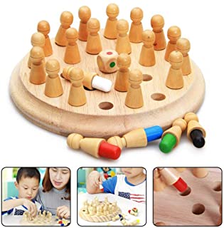 Juego de Juego de ajedrez de Palo de Memoria de Madera para ninos- Juego Educativo temprano- Rompecabezas Familiar- Juego Familiar- Rompecabezas Casuales