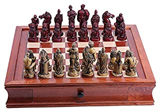 KUQIQI Antigua Roma Juego de ajedrez decoracion de la Pieza de ajedrez Coleccion con Tabla de Madera de Caoba-Ajedrez (Color : Mahogany Board)