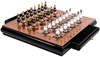 L.Z.HHZL Bolars Madera Tablero de ajedrez Conjunto de aleacion de Zinc Pintado de ajedrez- Sala de Estar Craft Ornamentos del Regalo (40 x 40 x 6 cm)