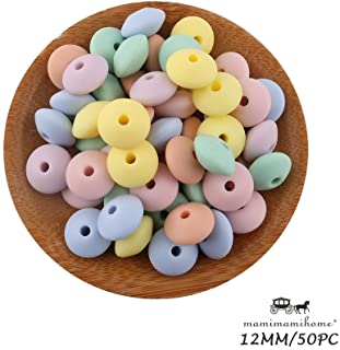 Mamimami Home 50PC Cuentas de silicona Color pastel suave del caramelo Grado de comida Bebe dientes Artesania de bricolaje