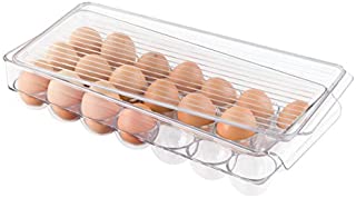 mDesign – Huevera de plastico para la nevera - Envase para huevos grande con capacidad para 21 huevos - El complemento de cocina imprescindible - grande - transparente