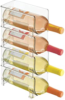 mDesign Soporte para botellas de vino apilable – Botellero para vinos con capacidad para 4 botellas – El accesorio de cocina imprescindible – transparente