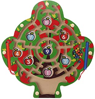 MYA Montessori - Juguete montesori con Forma de Manzana y arbol de Madera- boligrafo magnetico para Laberinto