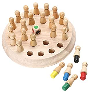 Ogquaton  1 Juego de Juego de ajedrez de Palo de Memoria de Madera para ninos- Juego Educativo temprano- Rompecabezas Familiar- Juego Familiar- Rompecabezas Casuales