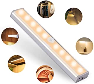 OUSFOT Luz Armario con Sensor de Movimiento Luz Sensor para Armario USB Recargable LED Armario con 2 Tiras Magneticas Pegadas Lampara Nocturna Ideal para Armario Garaje Gabinete Escalera
