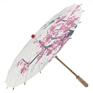 Paraguas- retractil- clasico- hecho a mano- aceite- papel- paraguas- pintura- accesorios de baile- a prueba de lluvia- sombrilla con flores de ciruelo y mango de madera