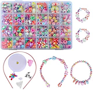 QH-Shop Abalorios perlas de resina de plastico de colores con 24 compartimentos de PVC (400 piezas) estilo etnico