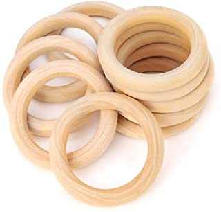 RUBY - 10 Aros de madera natural para manualidades- aros de madera para artesanias (O 82 mm)