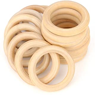RUBY - 20 Aros de madera natural para manualidades- aros de madera para artesanias (O 68 mm)
