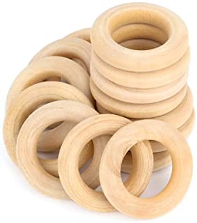 RUBY - 50 Aros de madera natural para manualidades- aros de madera para artesanias (O 30mm)