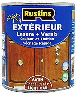 Rustins (ESLO250) - Tincion exterior + Barniz para madera - Secado rapido - Acabado satinado Roble claro - 15 m² - L - 250ml