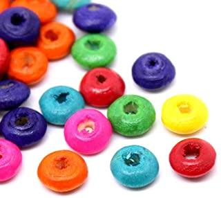 SiAura Material 2000 Unidades de Madera Perlas 6 mm con 1-9 mm Agujero Redondo- Distintos Colores para Manualidades