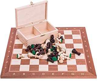 Square - Profesional Ajedrez de Madera Nº 4 - Caoba - Tablero de ajedrez + Figuras - Staunton 4
