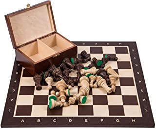Square - Profesional Ajedrez de Madera Nº 6 - WENGE - Tablero de ajedrez + Figuras - Staunton 6