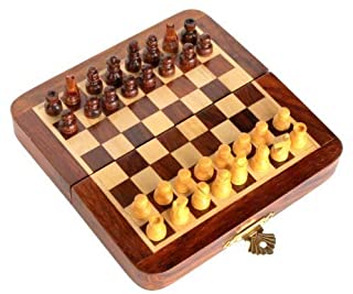 StonKraft Juego de ajedrez Hecho a Mano de Madera Premium de 18 x 18 cm - Juego magnetico de Madera Plegable con Almacenamiento
